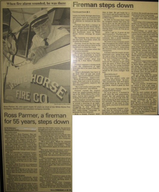 Lancaster New Era article on Chief Parmer... May 1999